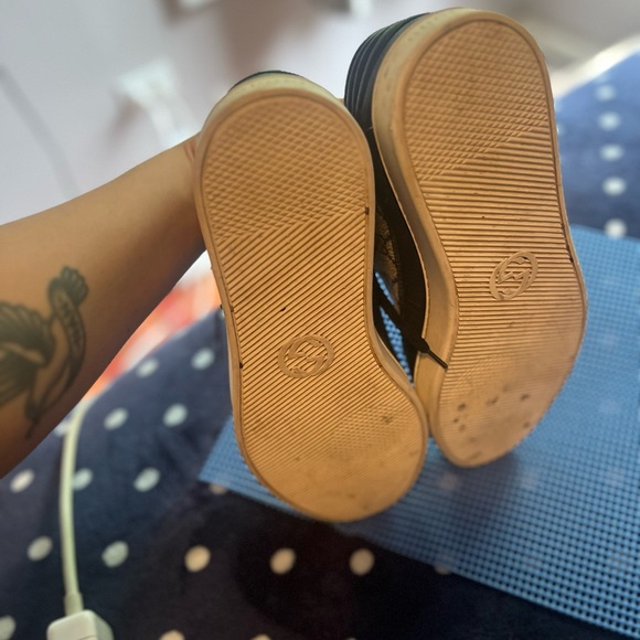 Gucci GG Blue Canvas Leather Men Low top Sneaker Shoe 433716 Size 10 - Picture 3 of 4